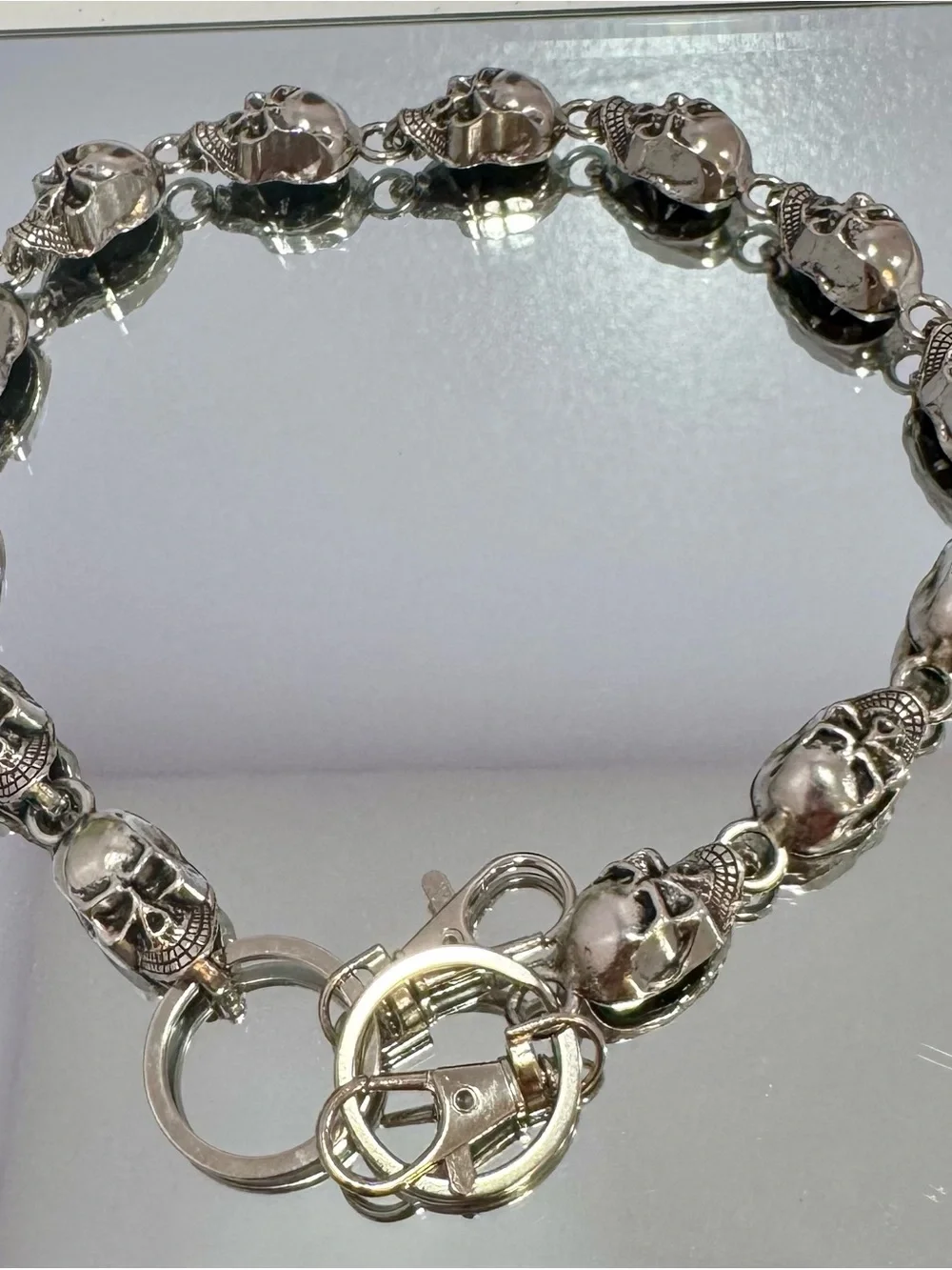 New Silver Skull Bag Chain 18 inches